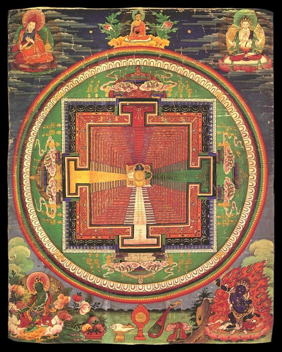 a picture of the Maṇḍala of the Bka’ gdams thig le bcu drug, copyright by Himalayan Art Resources