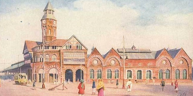 Postkarte des Crowford Market, Bombay
